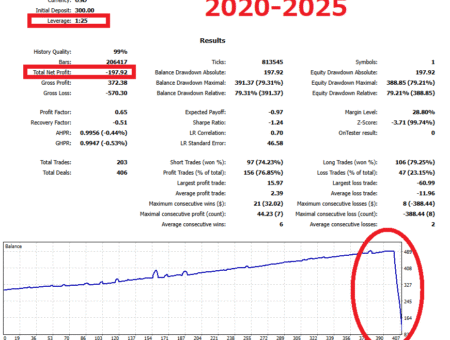 MT5 Backtest Report – Leverage x 25 Sample Grid EA January 2020 – August 2025