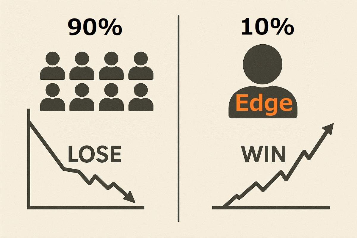 トレードで負ける90％の人達とエッジを持ち勝つ人の対比図